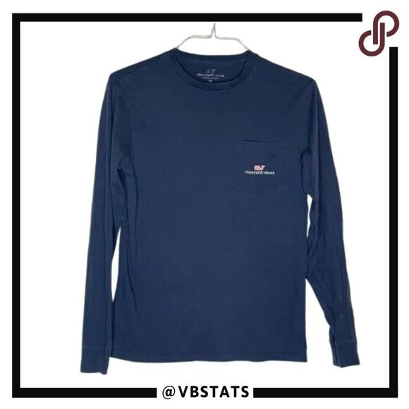 Vineyard Vines Long Sleeve Navy Blue - Pink with Logo LS Graphic T-Shirt size XS - Picture 1 of 5